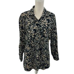 J Jill Corduroy Multicolor Abstract Button Shirt Top Shirt Womens Medium LS
